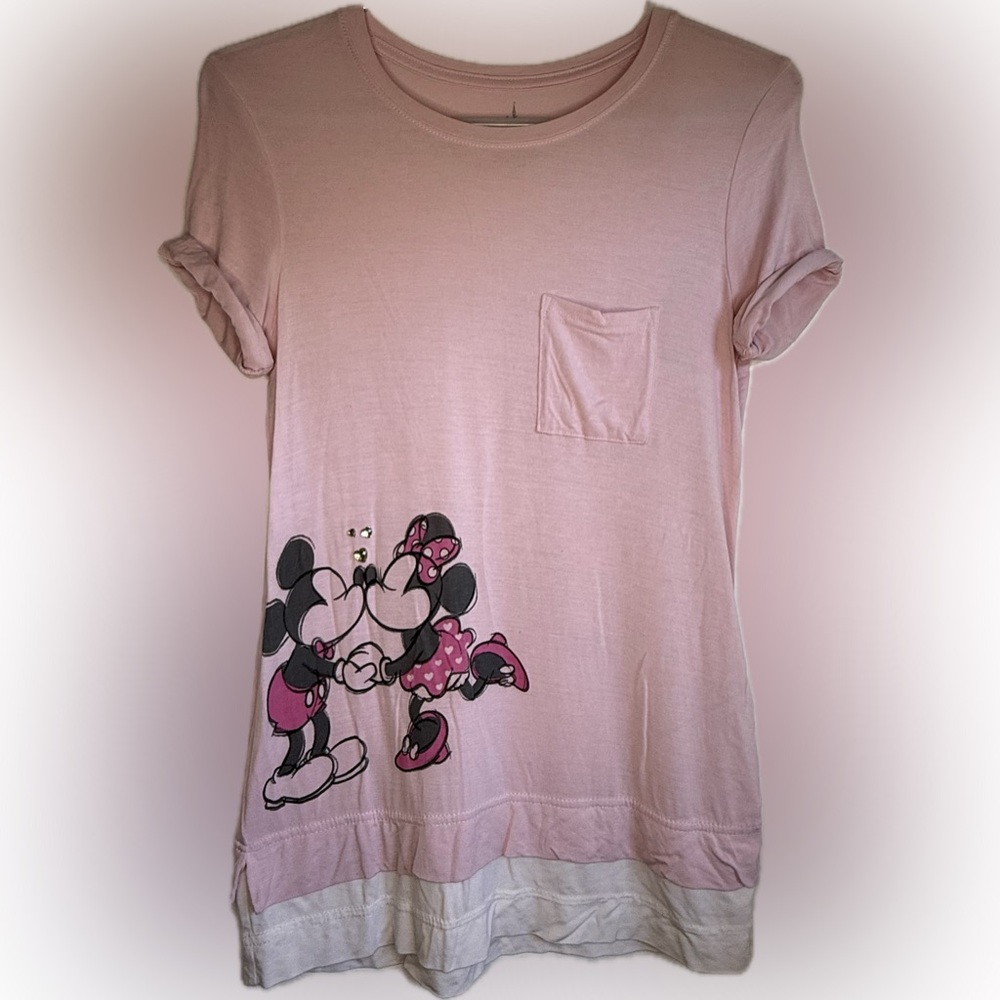 Disney Parks Mickey & Minnie Kissing Women's Layered T-shirt Size XS
